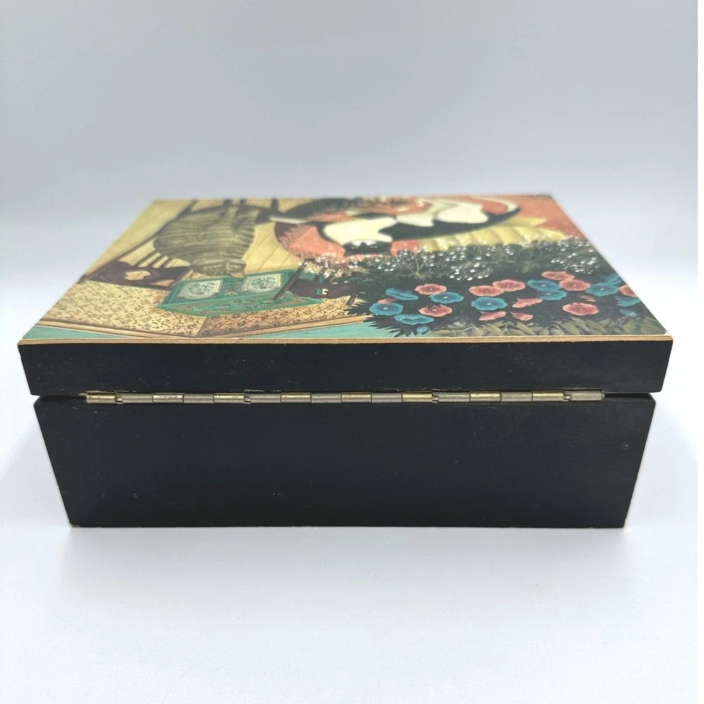 Signed Vintage 1980 K Michiko Musical Jewelry Box Cats Memory Song‎ Japan B352/A